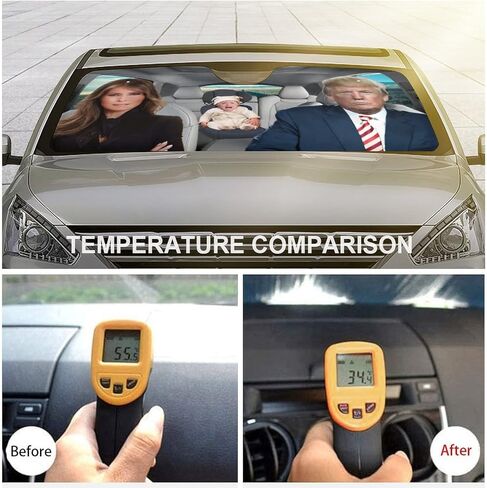 Trump Family Car Sun Shade, Black, 55x30in, Universal Fit, Car Compatible in Saudi Arabia