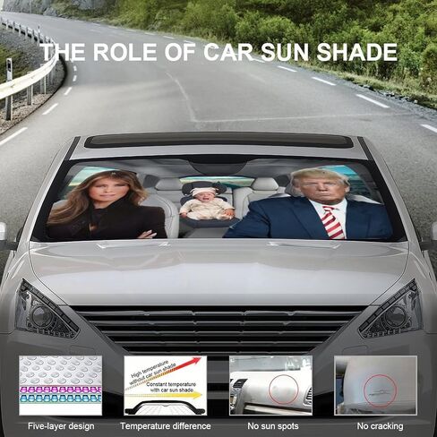 Trump Family Car Sun Shade, Black, 55x30in, Universal Fit, Car Compatible in Saudi Arabia