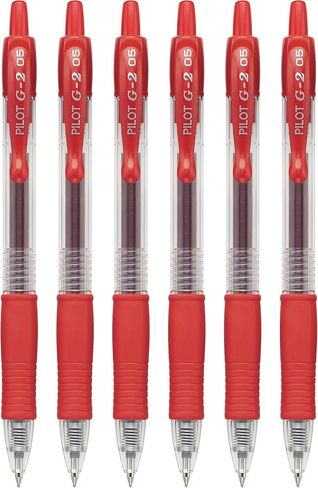 PILOT G2 Premium Refillable & Retractable Rolling Ball Gel Pens, 0.5mm Extra Fine Point, Red Ink, 6 Pack in Saudi Arabia