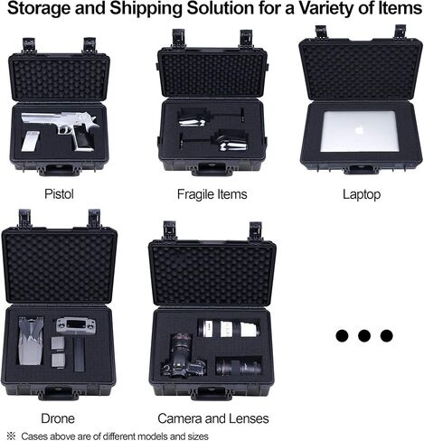 Lykus HC-2510 Waterproof Hard Case with Foam, Interior Size 9.8x7.5x3.7 inch, Suitable for Osmo Pocket/Action/Mobile, GoPro, Coins, Small Electronics and More in Saudi Arabia