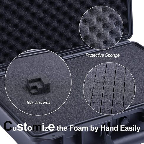 Lykus HC-2510 Waterproof Hard Case with Foam, Interior Size 9.8x7.5x3.7 inch, Suitable for Osmo Pocket/Action/Mobile, GoPro, Coins, Small Electronics and More in Saudi Arabia