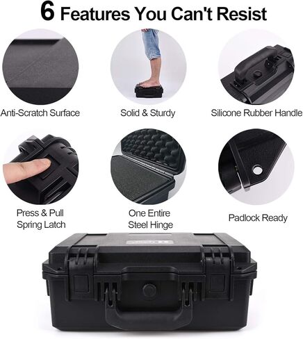 Lykus HC-2510 Waterproof Hard Case with Foam, Interior Size 9.8x7.5x3.7 inch, Suitable for Osmo Pocket/Action/Mobile, GoPro, Coins, Small Electronics and More in Saudi Arabia