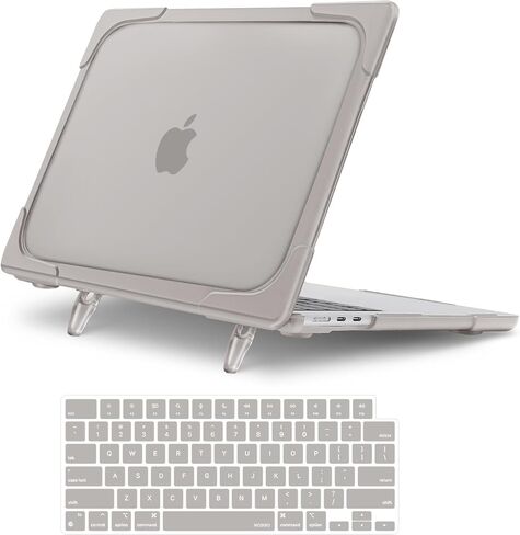 حافظة MOSISO متوافقة مع جهاز MacBook Air 15 بوصة إصدار 2025 2024 2023 M4 A3241 M3 A3114 M2 A2941 مع معرف اللمس، غطاء حماية من البلاستيك الصلب عالي التحمل مع مسند قابل للطي وغطاء لوحة مفاتيح، كاكي in Kuwait