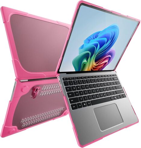 حافظة شديدة التحمل متوافقة مع جهاز Microsoft Surface Laptop 7 مقاس 13.8 بوصة 2024 مع مسند قابل للطي وغطاء مقاوم للصدمات وغطاء واقٍ أنيق ومتين وغطاء صلب بطبقة مزدوجة مع ممتص للصدمات من مادة TPU (رمادي) in Kuwait