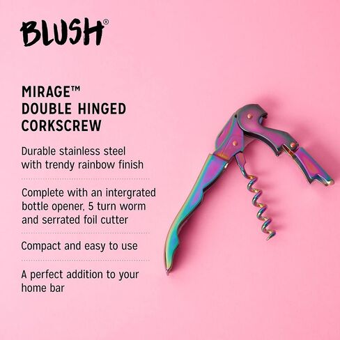Blush Winged Corkscrew, Iridescent Bottle Opener, Cork Remover, Rainbow Wine Gift Accessory, Mirage, Set of 1 in Saudi Arabia