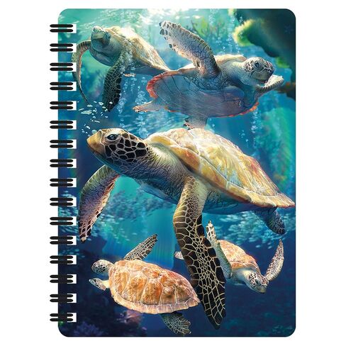 3D LiveLife Jotter - Sea Turtle Swim from Deluxebase. Spiral Bound A6 5.5x4in Small Notebook with 80 Plain Recycled Pages. Pocket Sized Animal Notepad, Journal or Drawing Book with Ocean Cover in Saudi Arabia