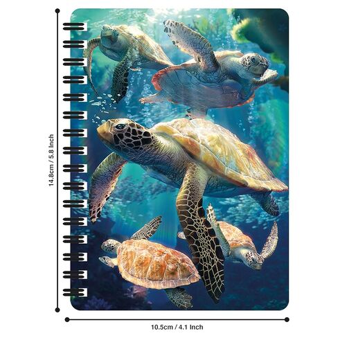 3D LiveLife Jotter - Sea Turtle Swim from Deluxebase. Spiral Bound A6 5.5x4in Small Notebook with 80 Plain Recycled Pages. Pocket Sized Animal Notepad, Journal or Drawing Book with Ocean Cover in Saudi Arabia