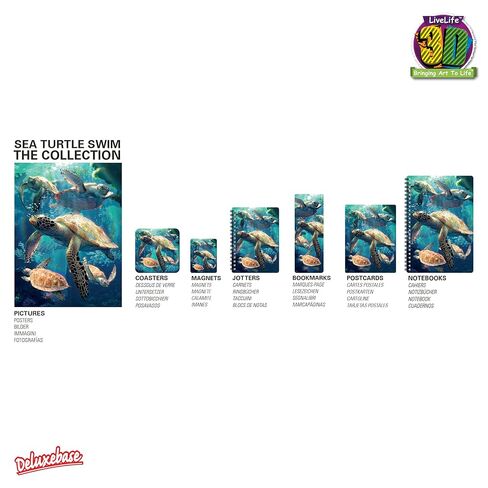 3D LiveLife Jotter - Sea Turtle Swim from Deluxebase. Spiral Bound A6 5.5x4in Small Notebook with 80 Plain Recycled Pages. Pocket Sized Animal Notepad, Journal or Drawing Book with Ocean Cover in Saudi Arabia