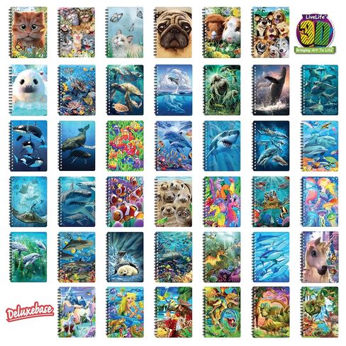 3D LiveLife Jotter - Sea Turtle Swim from Deluxebase. Spiral Bound A6 5.5x4in Small Notebook with 80 Plain Recycled Pages. Pocket Sized Animal Notepad, Journal or Drawing Book with Ocean Cover in Saudi Arabia