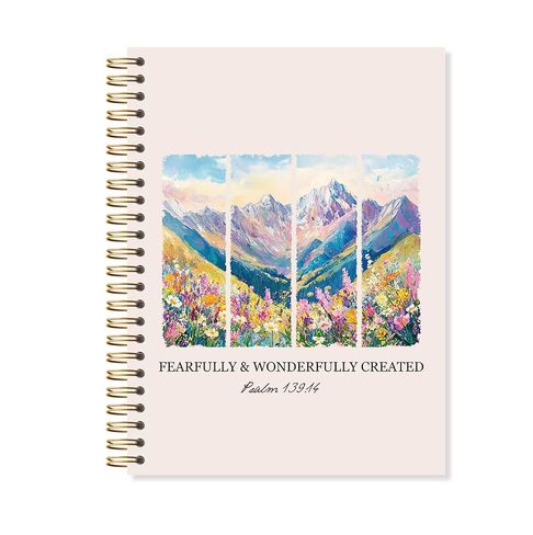 دفتر ملاحظات OSLYSOF Gorgeous Mountain Wildflower Christian الحلزوني، مزمور 139:14 دفتر يوميات الكتاب المقدس، دفاتر الكتاب المقدس لتدوين الملاحظات، مجلة الكتاب المقدس الدينية، 5.5x8.3 بوصة مع 164 صفحة in Saudi Arabia