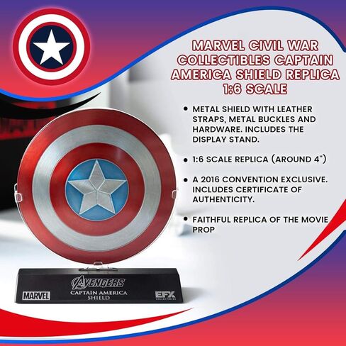 Marvel Civil War Collectibles Captain America Die Cast Shield Replica, 1:6 Scale Replica (4 inches) in Saudi Arabia