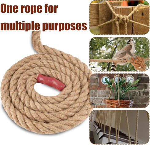 Jute Rope, Natural Hemp Rope, 4-Strand Thick Nautical Ropes (1/2 Inch 49Ft) for Decorative, Crafts, Porch Swing, Hanging, Tug of War, Packing in Saudi Arabia