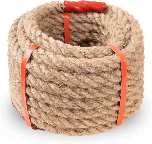 Jute Rope, Natural Hemp Rope, 4-Strand Thick Nautical Ropes (1/2 Inch 49Ft) for Decorative, Crafts, Porch Swing, Hanging, Tug of War, Packing in Saudi Arabia