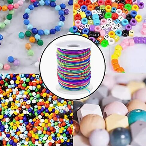 1pc Rainbow Elastic Beading Cord - 50m/164ft Stretchy Bracelet String for Jewelry Making,Beading, and Crafts in Saudi Arabia
