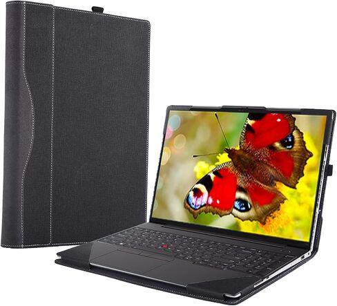 غطاء حافظة كمبيوتر محمول لجهاز Lenovo ThinkPad E16 Gen 1 2023 16 بوصة [Do Check Model] حقيبة كمبيوتر محمولة واقية من جلد البولي يوريثان مع ملحقات حامل القلم (أسود) in Saudi Arabia