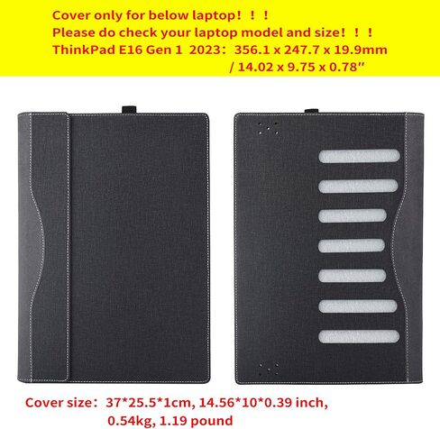 غطاء حافظة كمبيوتر محمول لجهاز Lenovo ThinkPad E16 Gen 1 2023 16 بوصة [Do Check Model] حقيبة كمبيوتر محمولة واقية من جلد البولي يوريثان مع ملحقات حامل القلم (أسود) in Saudi Arabia