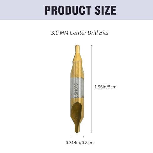 MDEOOSKY 10 Pcs 1.5 MM Center Drill Bits Set, M35 High Speed Steel Countersink Tools, 60-Degree Angle Combined Countersink Drill Bit Tool for Lathe Mill Metalworking in Saudi Arabia