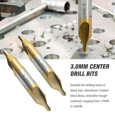 MDEOOSKY 10 Pcs 1.5 MM Center Drill Bits Set, M35 High Speed Steel Countersink Tools, 60-Degree Angle Combined Countersink Drill Bit Tool for Lathe Mill Metalworking in Saudi Arabia