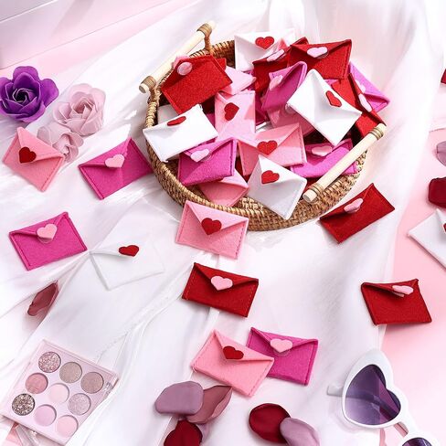 Frienda 48 Pcs Valentine's Day Mini Felt Envelopes 2.52 x 1.57 In for Mini Love Notes Heart Love Envelopes for Valentine Party Decoration Favor Table Scatter Exchange Gifts Wedding Shower DIY Crafts in Saudi Arabia