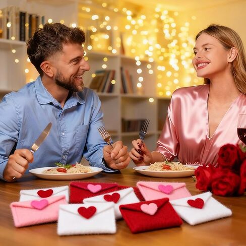 Frienda 48 Pcs Valentine's Day Mini Felt Envelopes 2.52 x 1.57 In for Mini Love Notes Heart Love Envelopes for Valentine Party Decoration Favor Table Scatter Exchange Gifts Wedding Shower DIY Crafts in Saudi Arabia