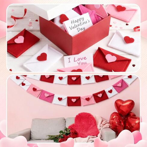 Frienda 48 Pcs Valentine's Day Mini Felt Envelopes 2.52 x 1.57 In for Mini Love Notes Heart Love Envelopes for Valentine Party Decoration Favor Table Scatter Exchange Gifts Wedding Shower DIY Crafts in Saudi Arabia