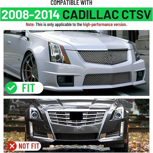 KUAFU Front Bumper Lower Grille Compatible with 2008-2014 Cadillac CTSV Coupe/Wagon/Sedan Bumper Grill Painted Black in Saudi Arabia