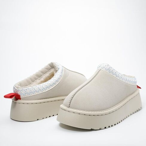 Women's Platform Slippers Winter Mini Boots Anti-Slip Suede Slip on Women Sneakers Fur Lined House Slippers for Indoor Outdoor in Saudi Arabia