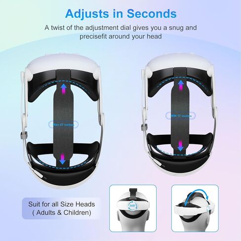 10000mAh Battery Head Strap For Meta Quest 3s/3 With Cool RGB and Magnetic Battery Design,Oculus Quest 3/3s accessories Extra VR Playtime with Premium Comfort & Adjustable, Reduce Facial Stress in Kuwait