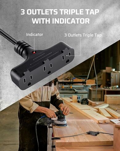 DEWENWILS 30 Ft Retractable Extension Cord Reel, Ceiling/Wall Mount 16/3 Gauge SJTW Power Cord with 3 Electrical Outlets Pigtail for Garage and Shop, 10 Amp Circuit Breaker, Metal Plate, UL Listed in Kuwait