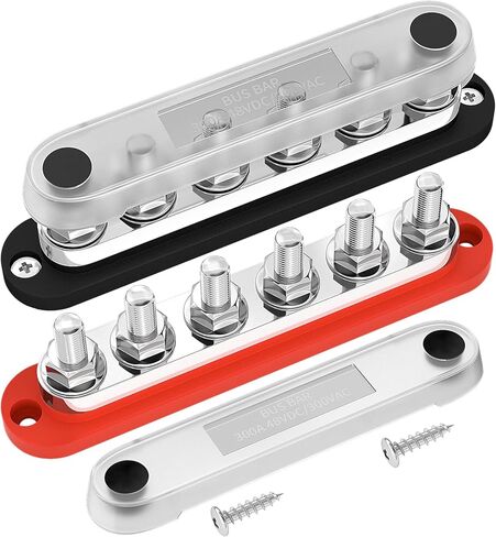 DAIERTEK 600A Power Distribution Block 12V Bus Bar Terminal Block 6 x 3/8" Terminal Studs 12 Volt Marine Bus Bar with Cover Positive & Negative for Automotive Car Boat Solar System in Saudi Arabia