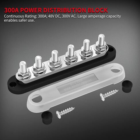 DAIERTEK 600A Power Distribution Block 12V Bus Bar Terminal Block 6 x 3/8" Terminal Studs 12 Volt Marine Bus Bar with Cover Positive & Negative for Automotive Car Boat Solar System in Saudi Arabia
