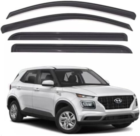 Generic Smoke Window Sun Vent Visor Rain Guards Deflectors for Hyundai Venue 2020-2024, Large, black in Saudi Arabia