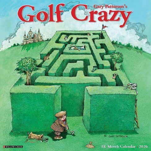 Willow Creek Press, Golf Crazy by Gary Patterson 2026 Wall Calendar, 12'' X 12'', 18-Month Calendar with Stapled Binding in Saudi Arabia