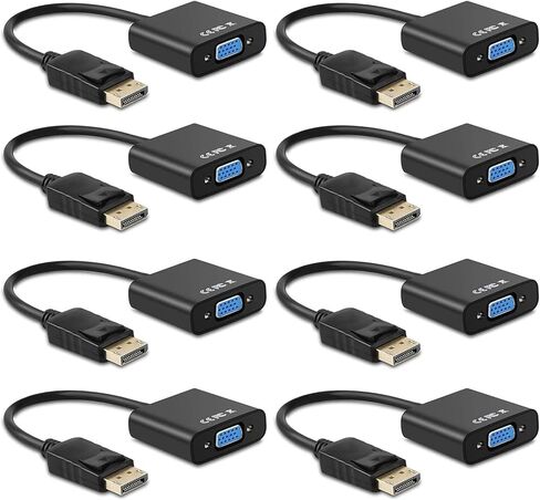 Display Port to VGA Adapter, 8 Packs DisplayPort DP to VGA Converter | Gold-Plated Male to Female, Works with Computer, Desktop, Laptop, PC, Monitor, Projector, HDTV in Saudi Arabia