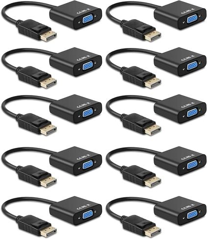 منفذ عرض إلى محول VGA، 4 حزم محول DisplayPort DP إلى VGA مطلي بالذهب (ذكر إلى أنثى) للكمبيوتر، سطح المكتب، الكمبيوتر المحمول، الكمبيوتر الشخصي، الشاشة، جهاز العرض، HDTV in Kuwait