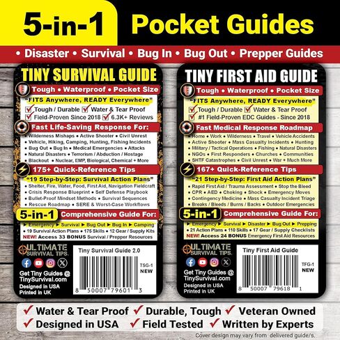 Tiny Survival Guide – Micro EDC Emergency Preparedness Pocket Handbook for Camping, Hiking, Bushcraft, SAS & First Aid – Fits Wallet, Bug Out Bag or Glove Box in Saudi Arabia