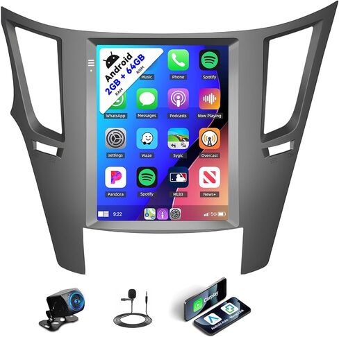 2+32G ستيريو سيارة أندرويد لسوبارو ليجاسي Outback 2003-2009 مع Apple Carplay Android Auto Mirror Link Change Theme 9 بوصة شاشة لمس FM RDS DSP بلوتوث WiFi GPS+AHD كاميرا وميكروفون in Kuwait