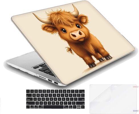 متوافق مع جهاز MacBook Air مقاس 13 بوصة، حافظة صلبة مع غطاء لوحة مفاتيح وواقي شاشة (شاشة Retina مع معرف اللمس (M1 A2337 A2179 A1932، إصدار 2018-2020) - Highland Cow MC21267 in Kuwait