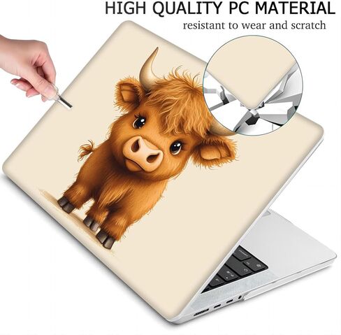 متوافق مع جهاز MacBook Air مقاس 13 بوصة، حافظة صلبة مع غطاء لوحة مفاتيح وواقي شاشة (شاشة Retina مع معرف اللمس (M1 A2337 A2179 A1932، إصدار 2018-2020) - Highland Cow MC21267 in Kuwait