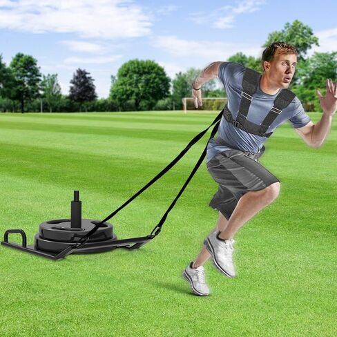 دوليبيست مزلقة الوزن، مزلجة اللياقة البدنية، مزلجة للتمرين لتدريب قوة اللياقة البدنية وتحسين السرعة، تدريب على الدفع والسحب، مناسب لألواح الوزن 1-2 بوصة، أسود in Kuwait