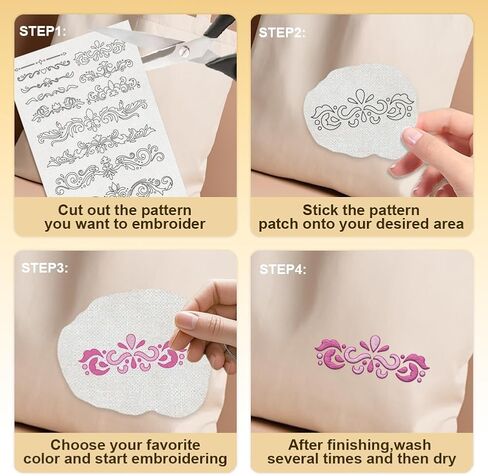 53Pcs Damask Corner Water Soluble Hand Sewing Stabilizers, 8.3"x11.7" Acanthus Leaf Embroidery Pattern Stabilizer, 4 Sheets Floral Vines Border Stick and Stitch Embroidery Paper Sticker in Saudi Arabia