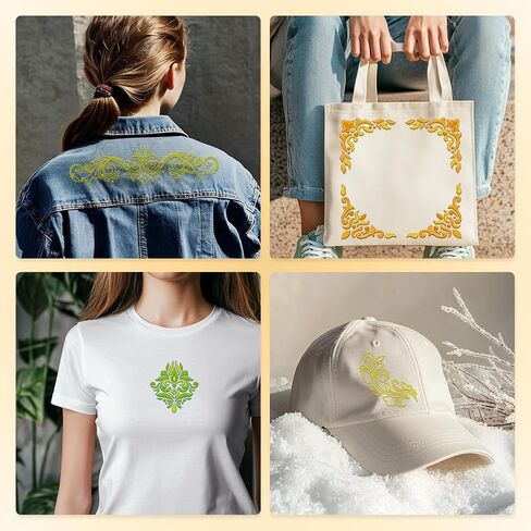53Pcs Damask Corner Water Soluble Hand Sewing Stabilizers, 8.3"x11.7" Acanthus Leaf Embroidery Pattern Stabilizer, 4 Sheets Floral Vines Border Stick and Stitch Embroidery Paper Sticker in Saudi Arabia