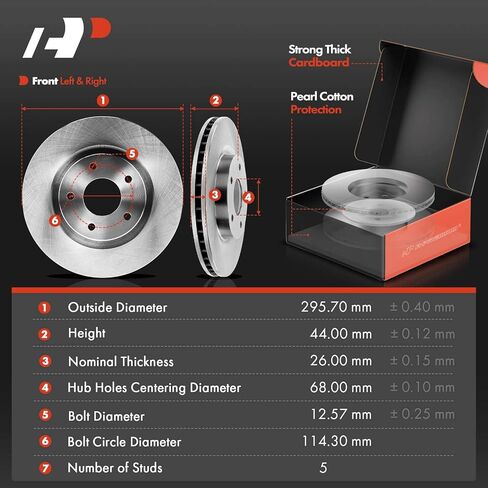A-Premium 11.65 inch (295.8mm) Front Vented Disc Brake Rotors + Ceramic Pads Kit Compatible with Nissan Models - Rogue 2014 2015 2016, Without Third Row Seating, 6-PC Set in Saudi Arabia