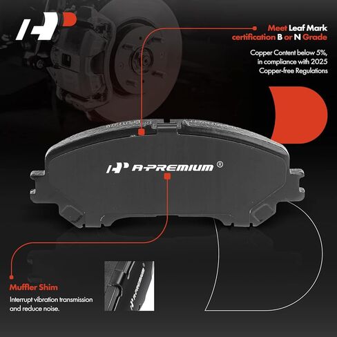 A-Premium 11.65 inch (295.8mm) Front Vented Disc Brake Rotors + Ceramic Pads Kit Compatible with Nissan Models - Rogue 2014 2015 2016, Without Third Row Seating, 6-PC Set in Saudi Arabia