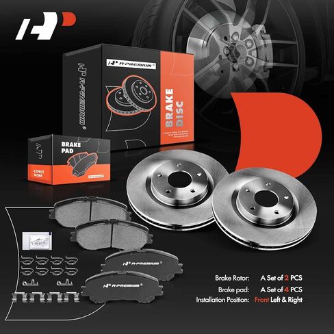 A-Premium 11.65 inch (295.8mm) Front Vented Disc Brake Rotors + Ceramic Pads Kit Compatible with Nissan Models - Rogue 2014 2015 2016, Without Third Row Seating, 6-PC Set in Saudi Arabia