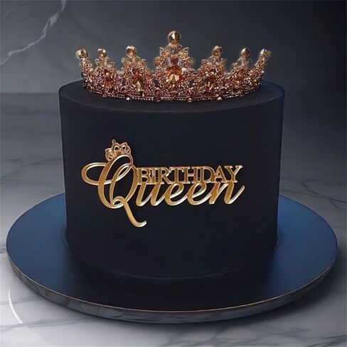 Queen Cake Topper Happy Birthday Cake Toppers Acrylic Golden Princess Cake Decoration for Women Girls Birthday Queen Cake Topper Wedding Birthday Engagement Bridal Shower in Saudi Arabia