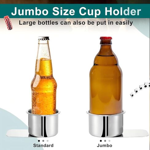 Leyndo 10 Pieces Jumbo Slide Under Stainless Steel Cup Holder Poker Table Cup Holders Slide in Cup Holders for Casino Poker Table, Work Desk and Boats, RV Cars Trucks in Kuwait