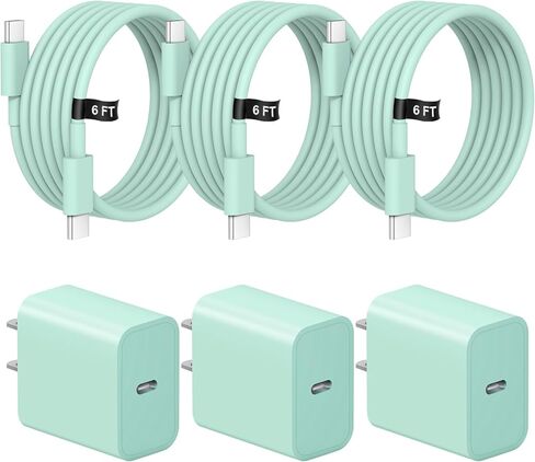 iPhone 16 15 Charger Fast Charging 3 Pack USB C Charger Block Type C Charger 6FT Cord Wall Charger Compatible with iPhone 16/16 Plus/16 Pro/16 Pro Max/iPhone 15/15 Pro Max/iPad Pro/AirPods in Saudi Arabia