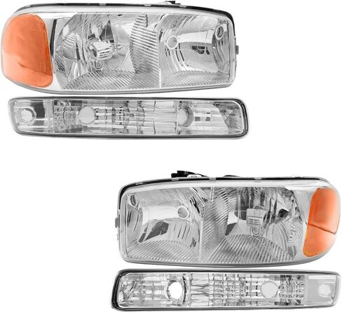 PM Auto Headlights Assembly Turn Signal Lamp Replacement for 2007 GMC Sierra 1500 HD Classic 8 Cyl 6.0L Without bulb(s) Headlight Assembly Pair Faros Delanteros in Saudi Arabia