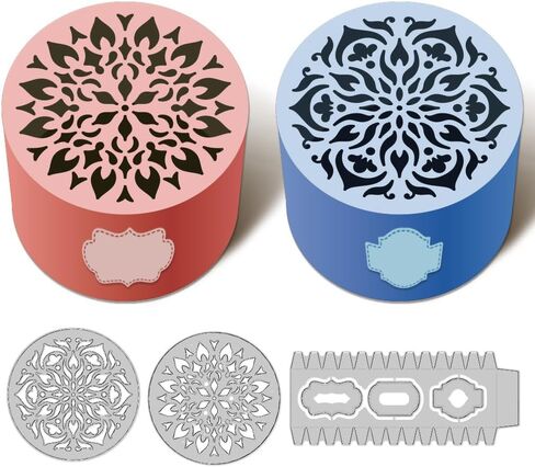 3D Mandala Round Box Cutting Dies for Card Making, Frame Dies Carbon Steel Cut Die Border Stencils Scrapbooking Embossing Template for DIY Paper Crafting Gift Box in Saudi Arabia